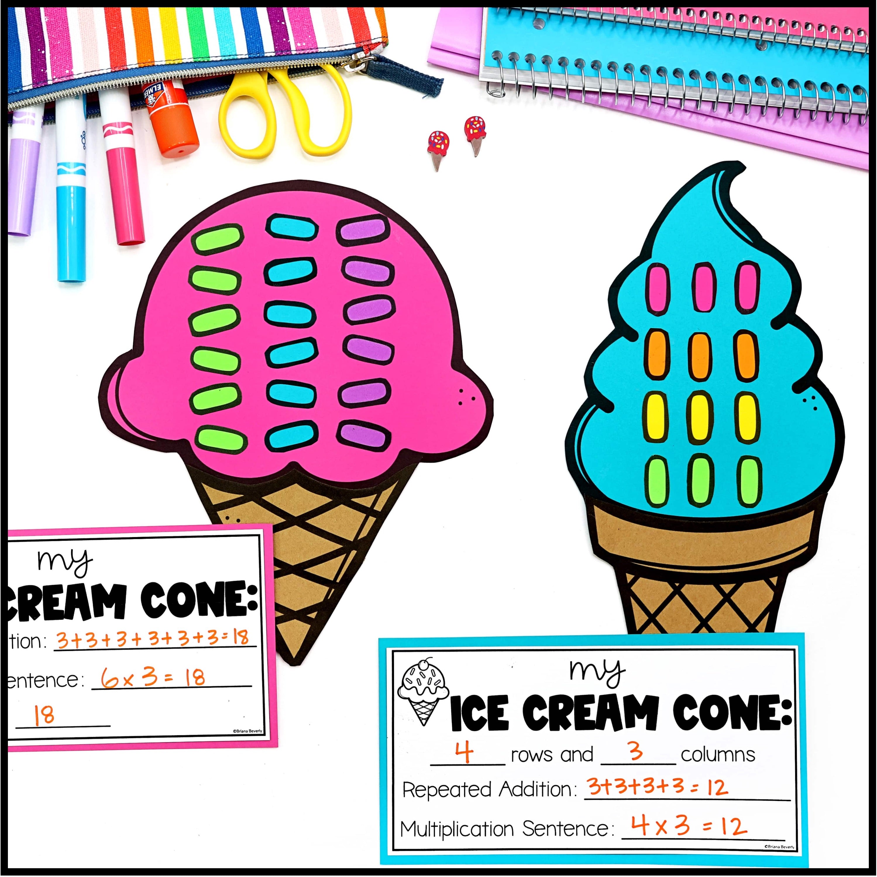 Arrays & Multiplication Math Craft | Ice Cream Math Craft – Teaching ...