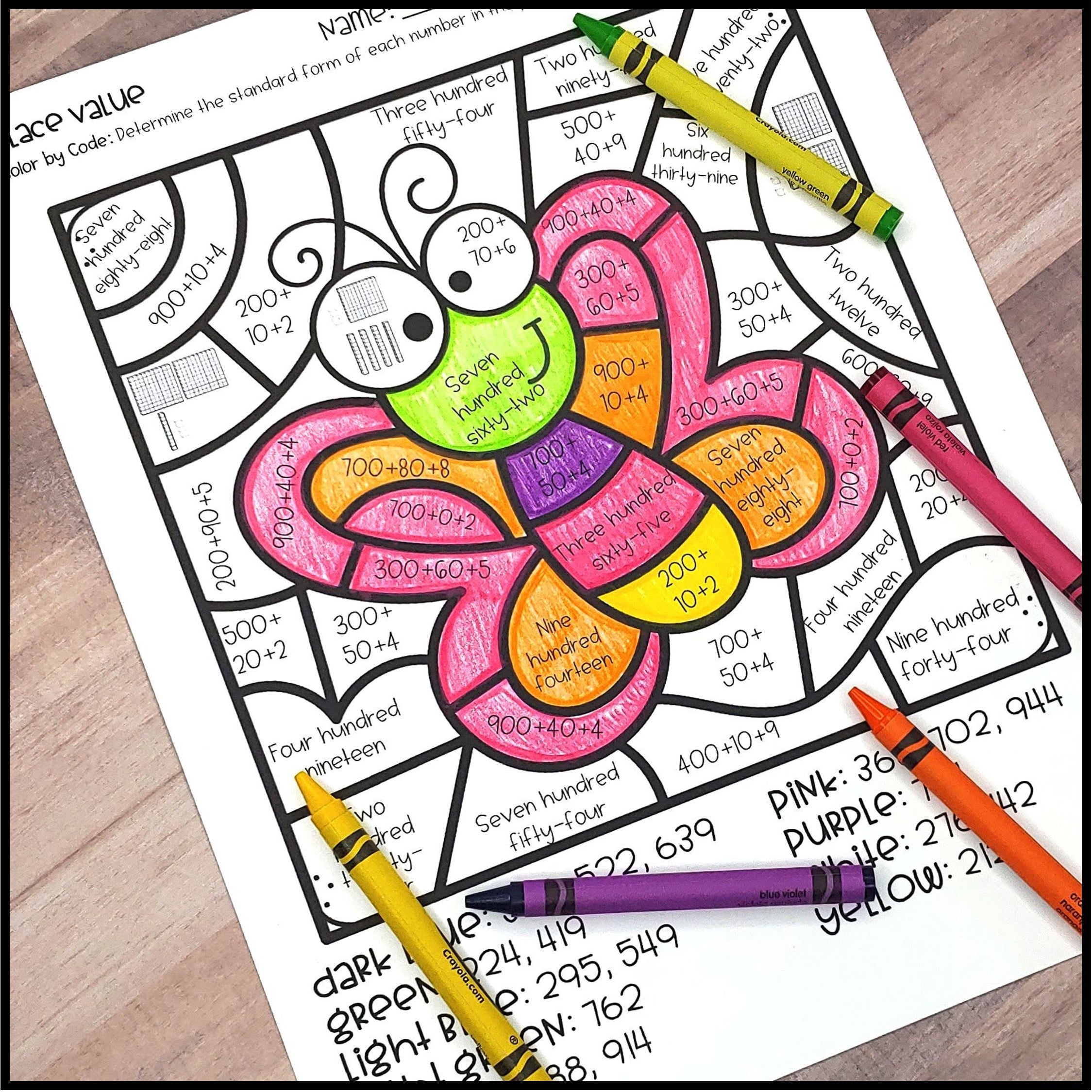 Color by Number Summer Place Value Worksheets — Teaching With Briana Beverly