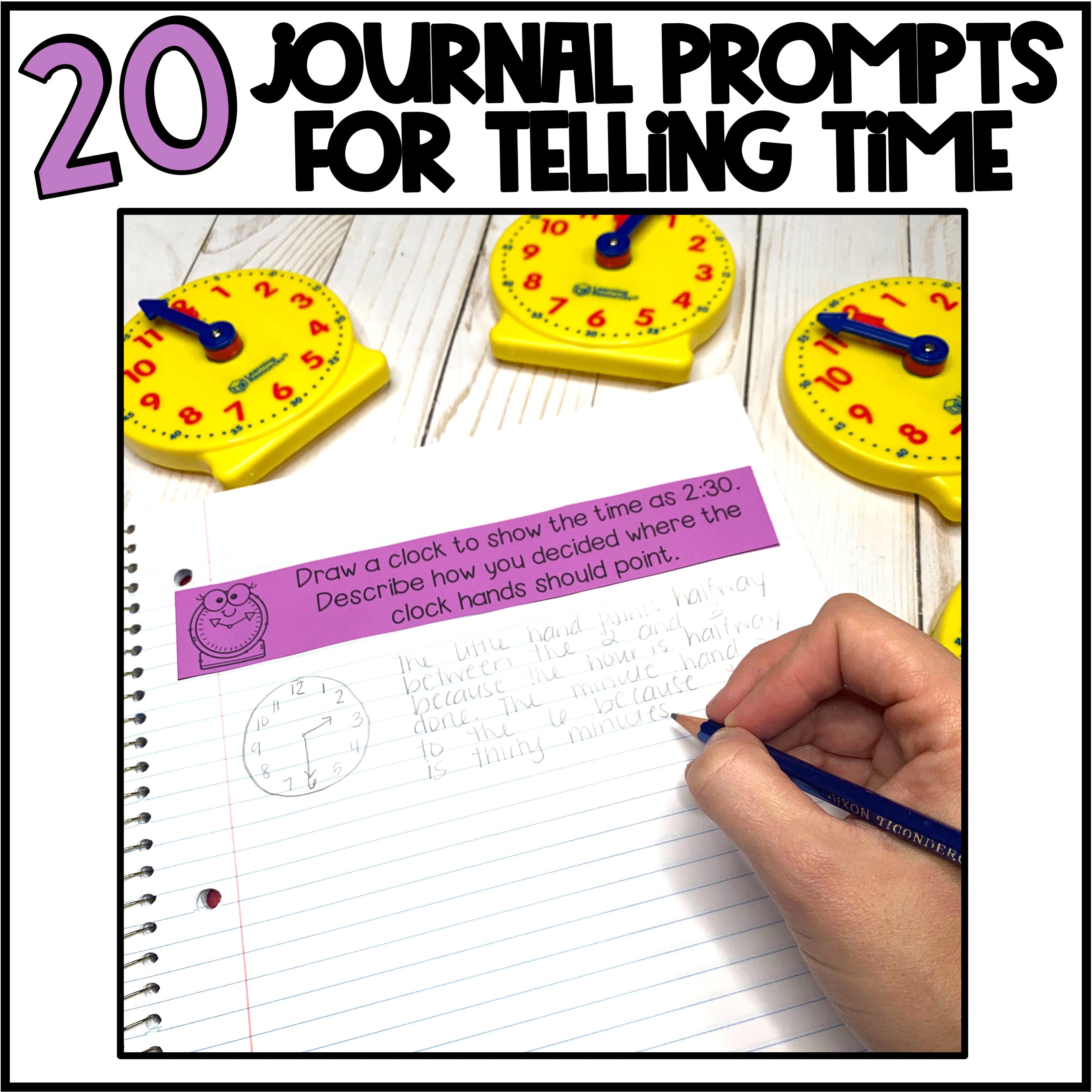 Time Math Journal Telling Time Math Journal Prompts – Teaching with Briana Beverly