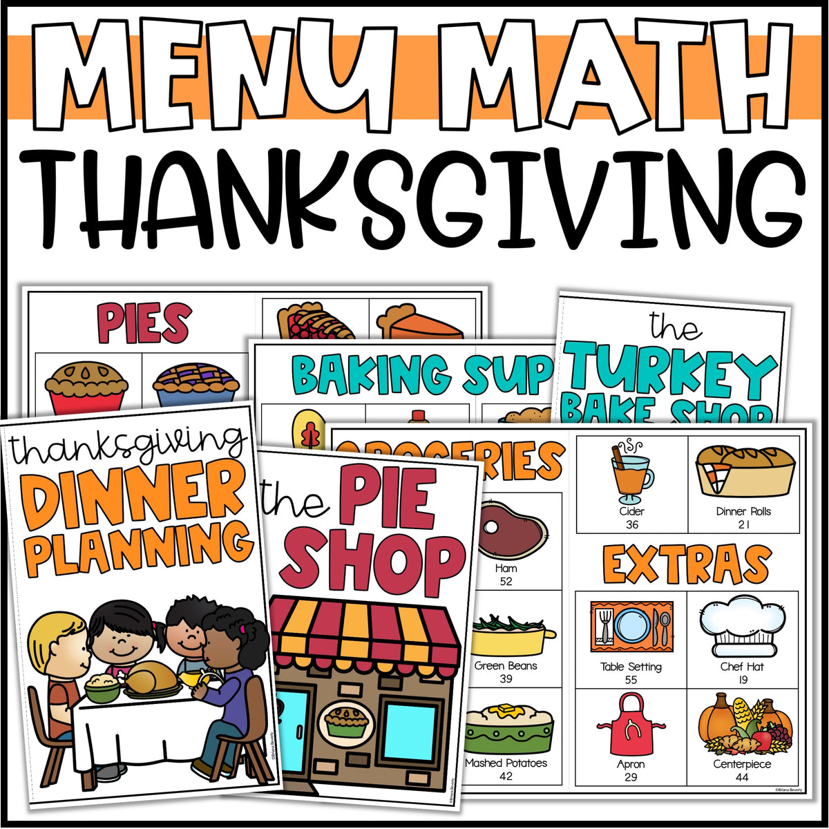 Thanksgiving Math Activities - Addition Math Menus – Teaching with ...