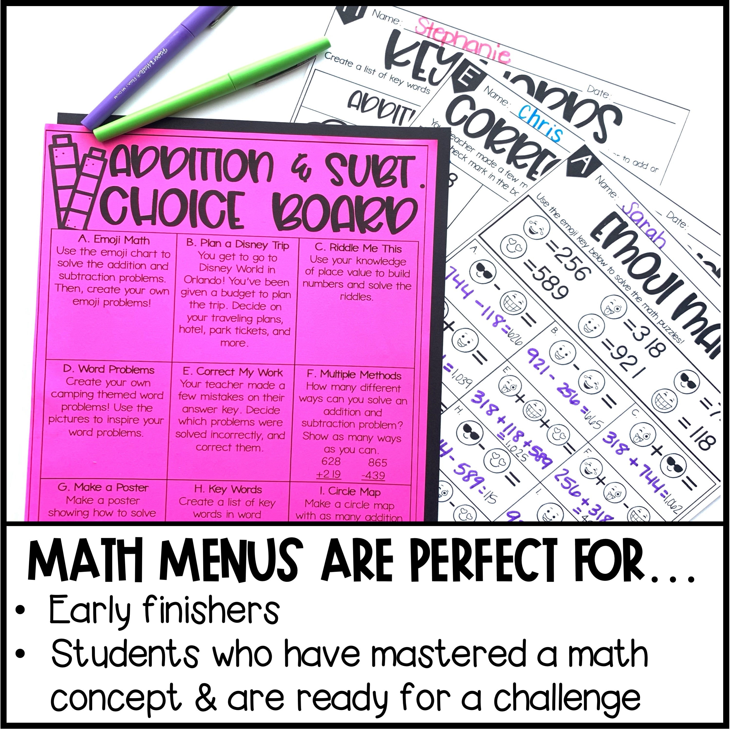 Menu Math Third Grade 3rd Grade Math Menu Bundle – Teaching with Briana Beverly