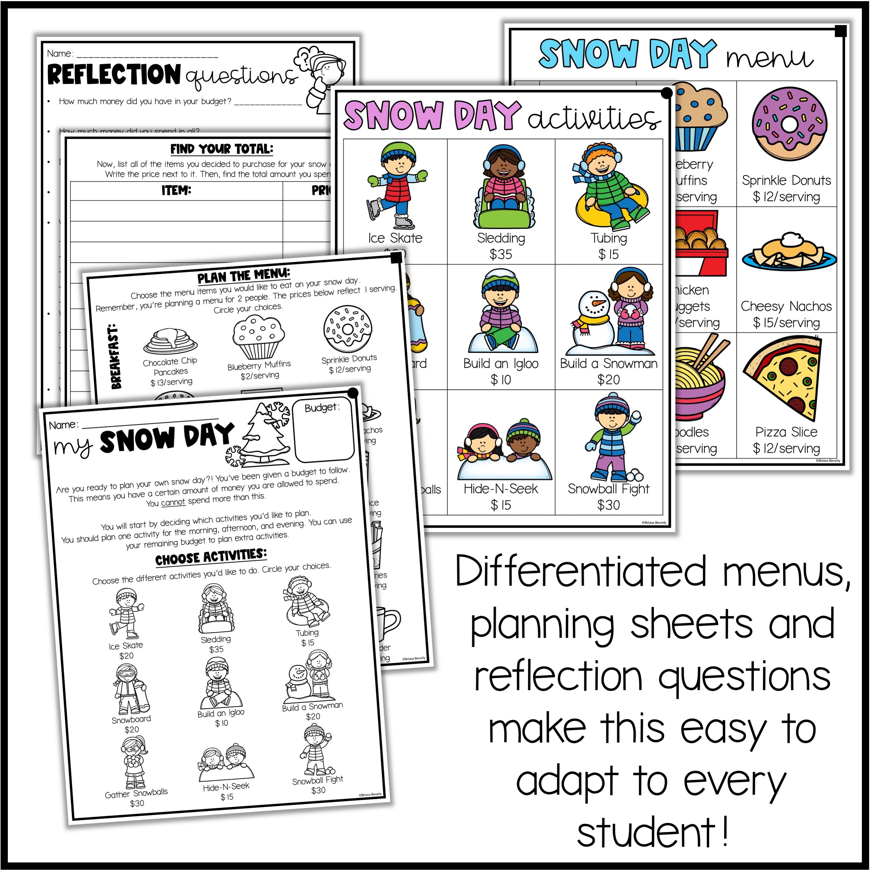 Snow Day Math Snow Day Math Project I After Winter Break Activity – Teaching with ...