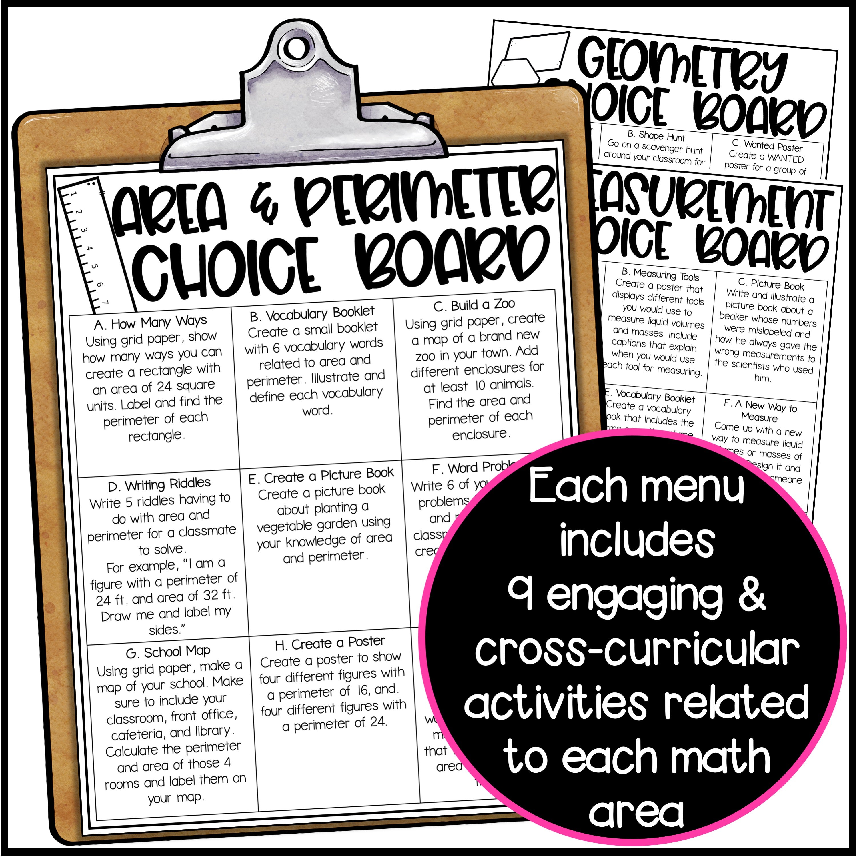 3rd Grade Homework Menu.pdf 3rd Grade Math Menu Bundle – Teaching with Briana Beverly