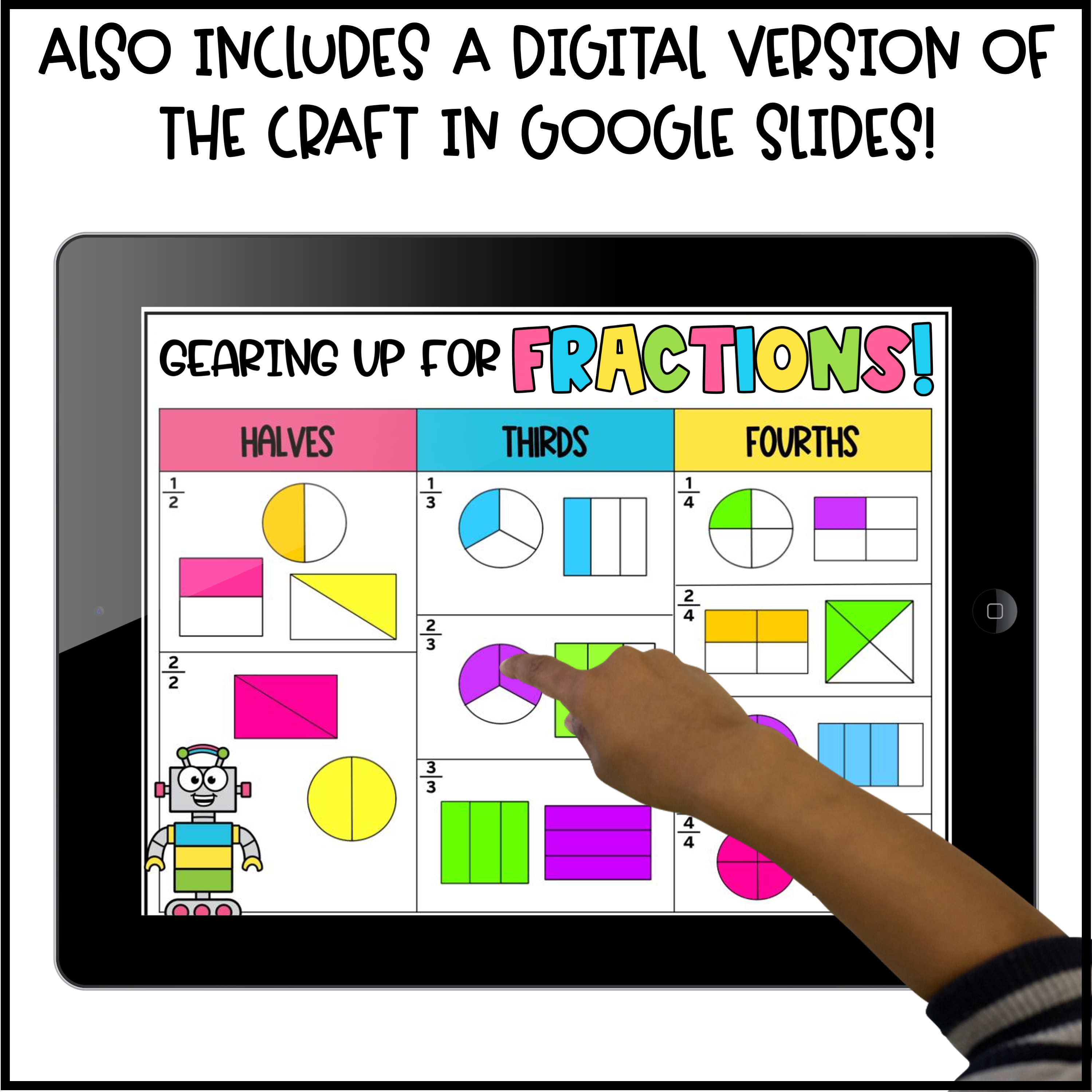 Fraction Bot Worksheet Fractions Math Activity | Robot Fraction Craft – Teaching with Briana ...