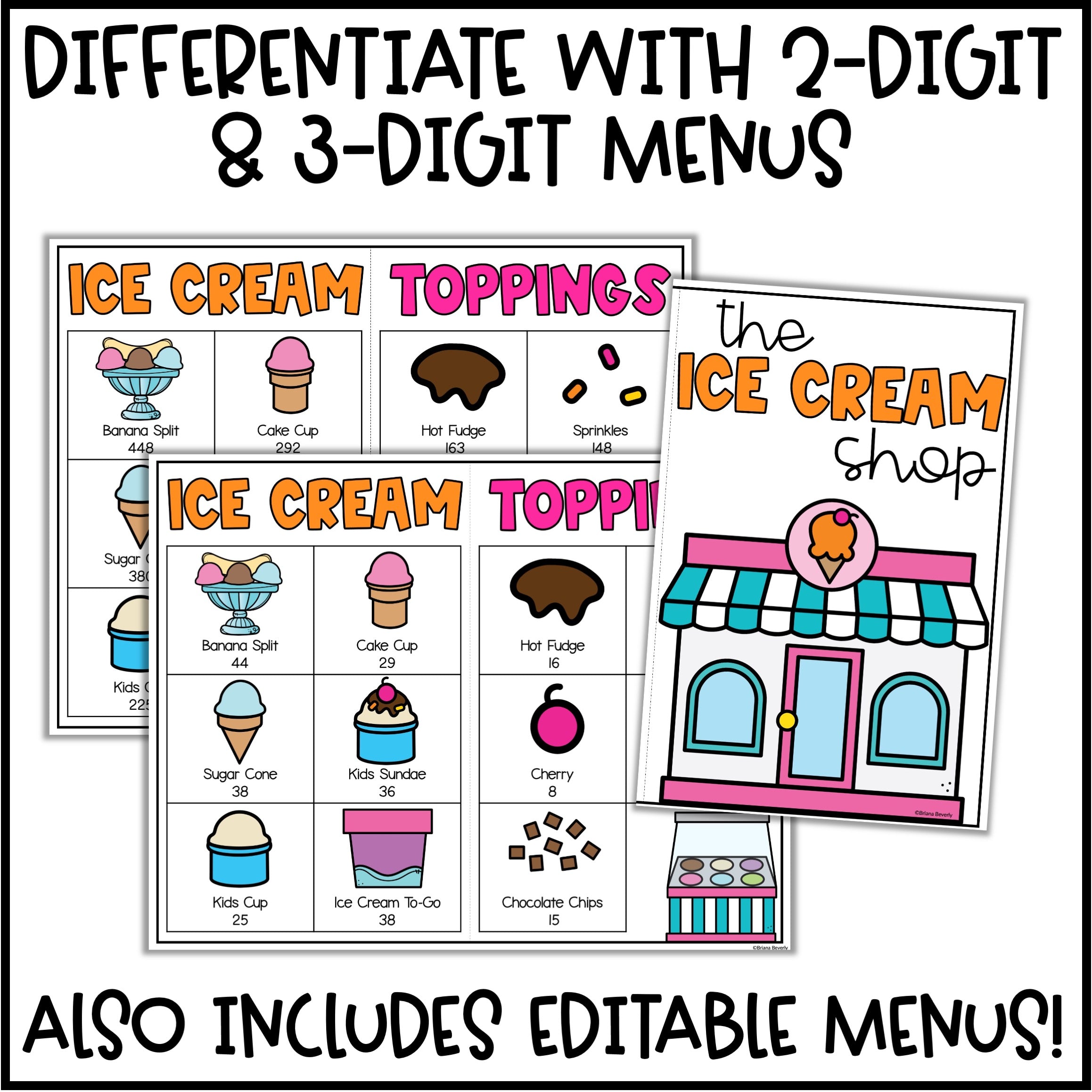 Restaurant Math Activities - Addition Math Menus – Teaching with Briana ...