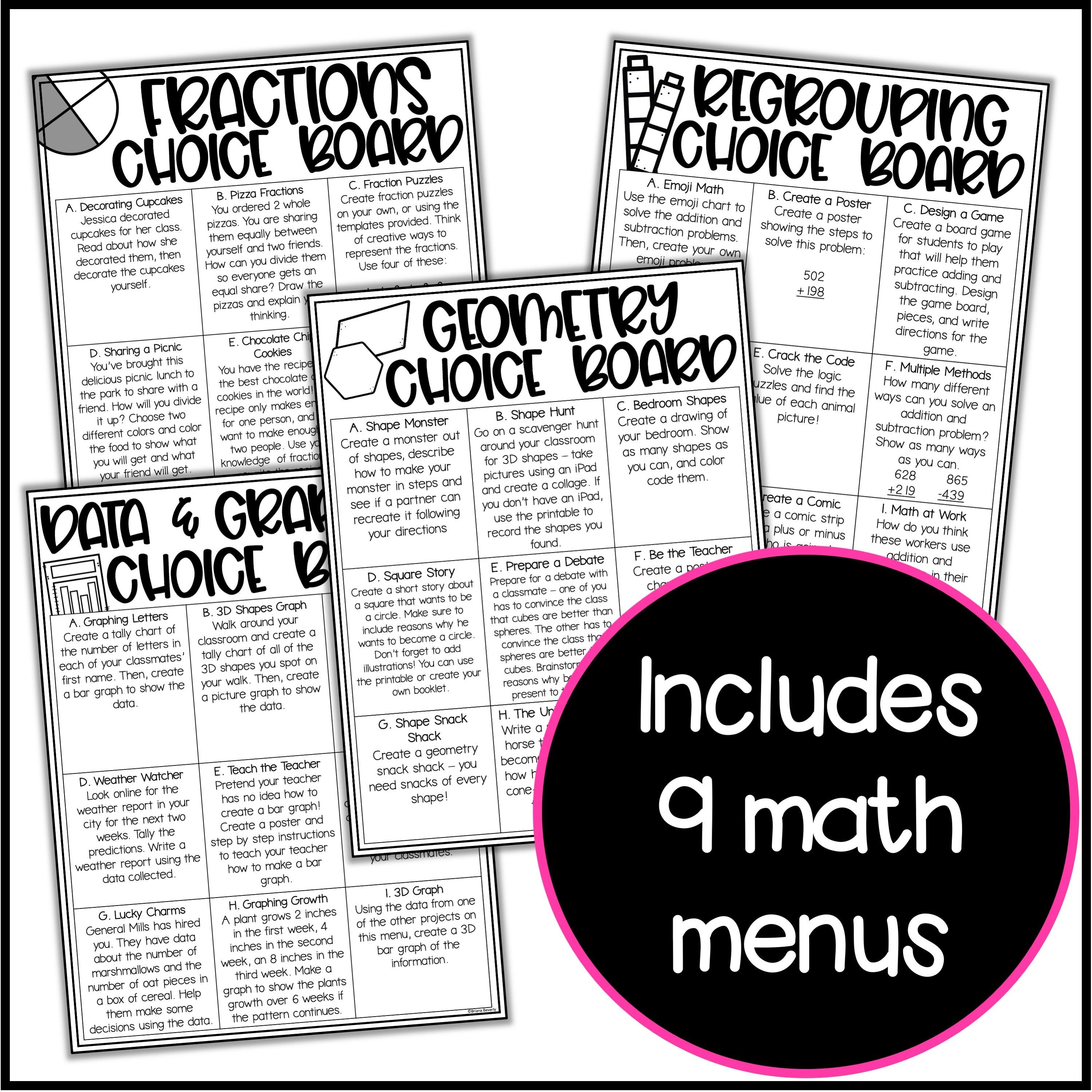 2nd Grade Math Menu Bundle – Teaching with Briana Beverly